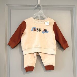 NWT Cream and Brown 'Inspire' Baby Outfit